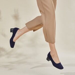VIVAIA Navy Knit Pumps Block Heel Comfortable Classic Shoes size‎ EU/42 US/10.5